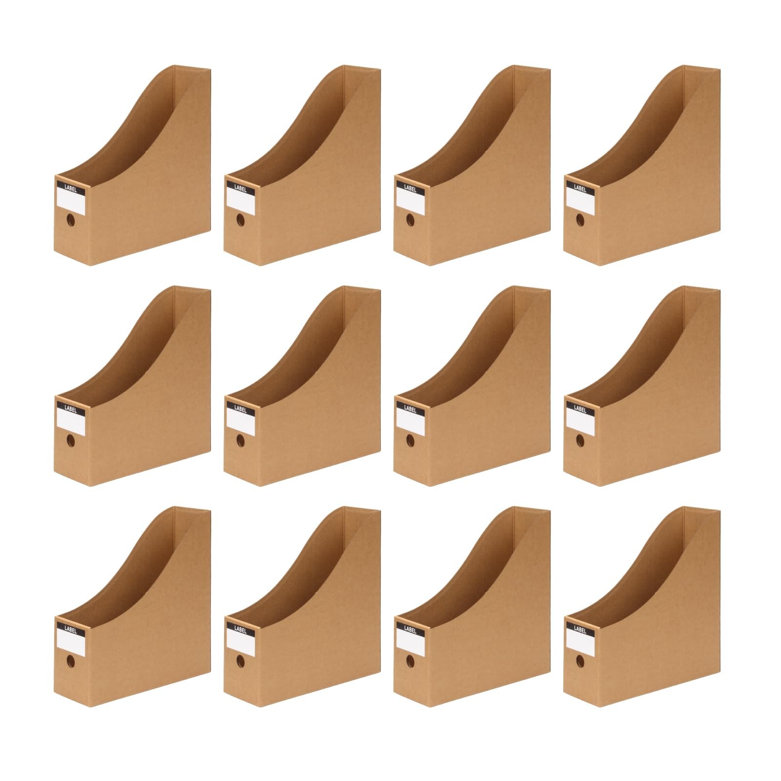 DIICCYO 12 Pcs Cardboard Magazine File Holder Boxes with Medium, brown
