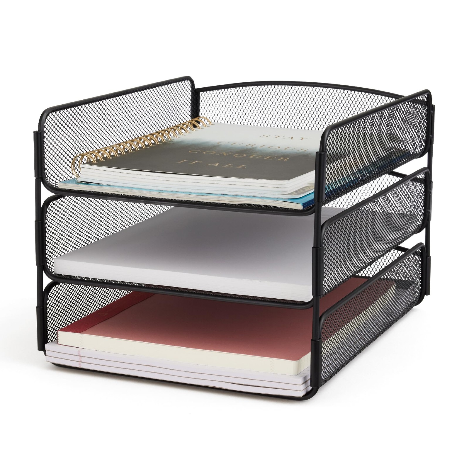 Safco Onyx Desk Organizer, 3 Trays, Office and Classroom Mailbox, Paper and M…