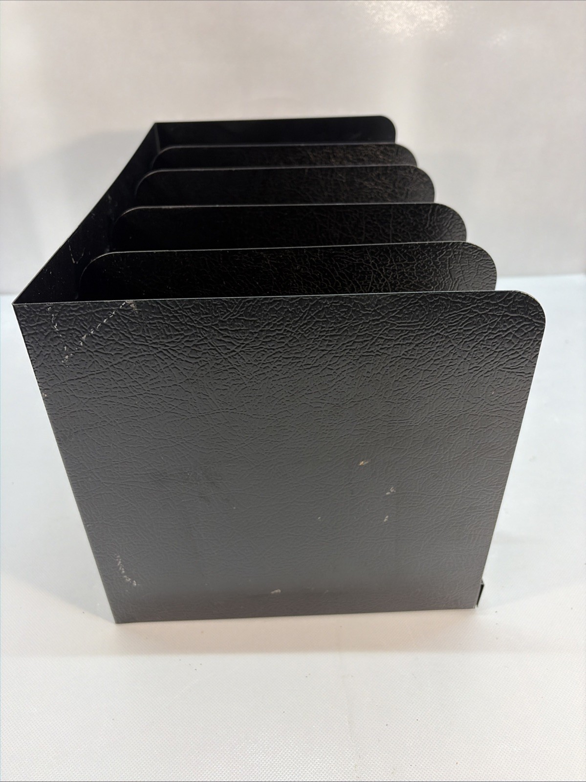 Vtg Steel Vertical Desktop File Organizer Black 5-Slot Adjustable Buddy MCM