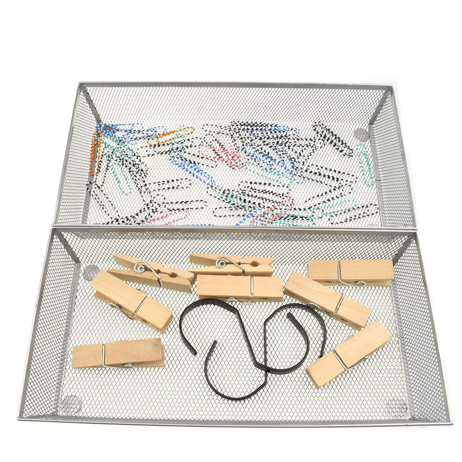 HAHIYO Stackable Mesh Tray Cup 12 x 6 x 2 inches Sturdy Container for Desk Dr…