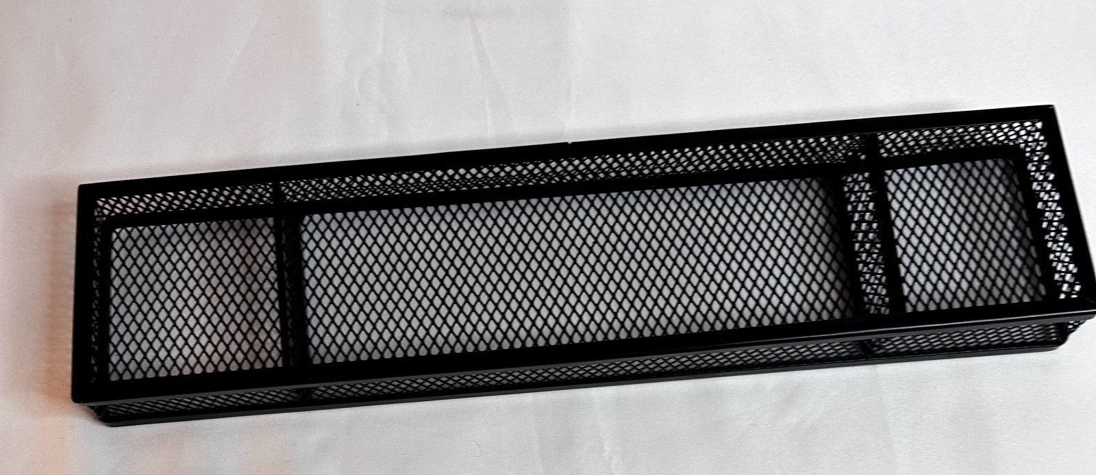 Wire Mesh 3-Section Desk Drawer Tray Organizer, Black, 11.75” x 2.75”, Preowned