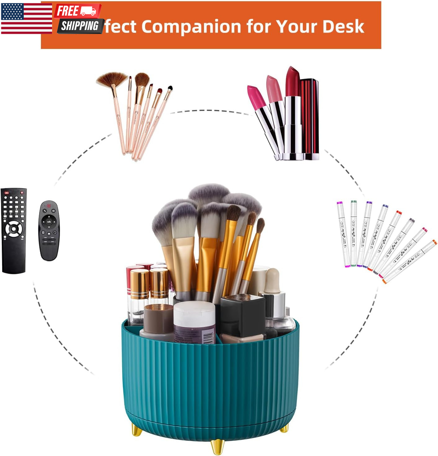 Desk Organizer, 360-Degree Rotating Pen Holder, Desk Organizers and Accessories