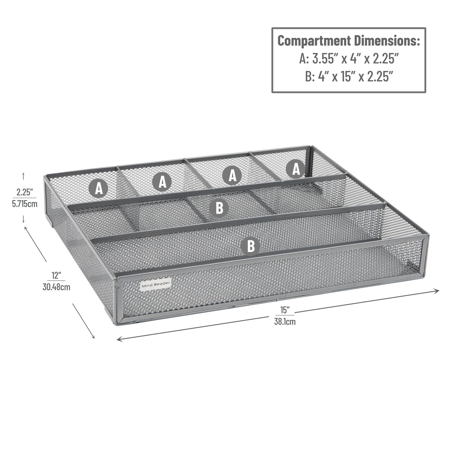 2 Pack Silver Metal Mesh Desk Drawer Organizer Utensil Organizer Tray