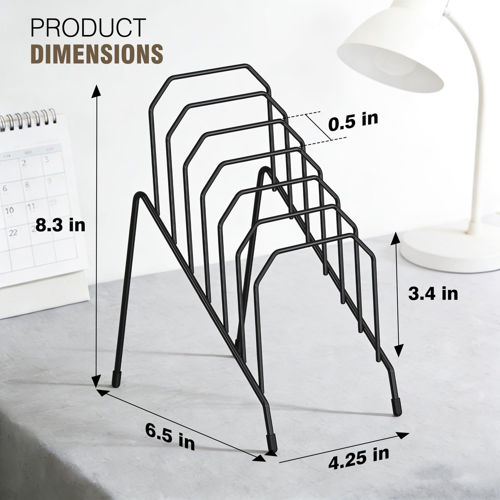 Gawerk Incline Desk Mail Organizer, Sorter 10″ H x 11″ W x 5″ D, Black