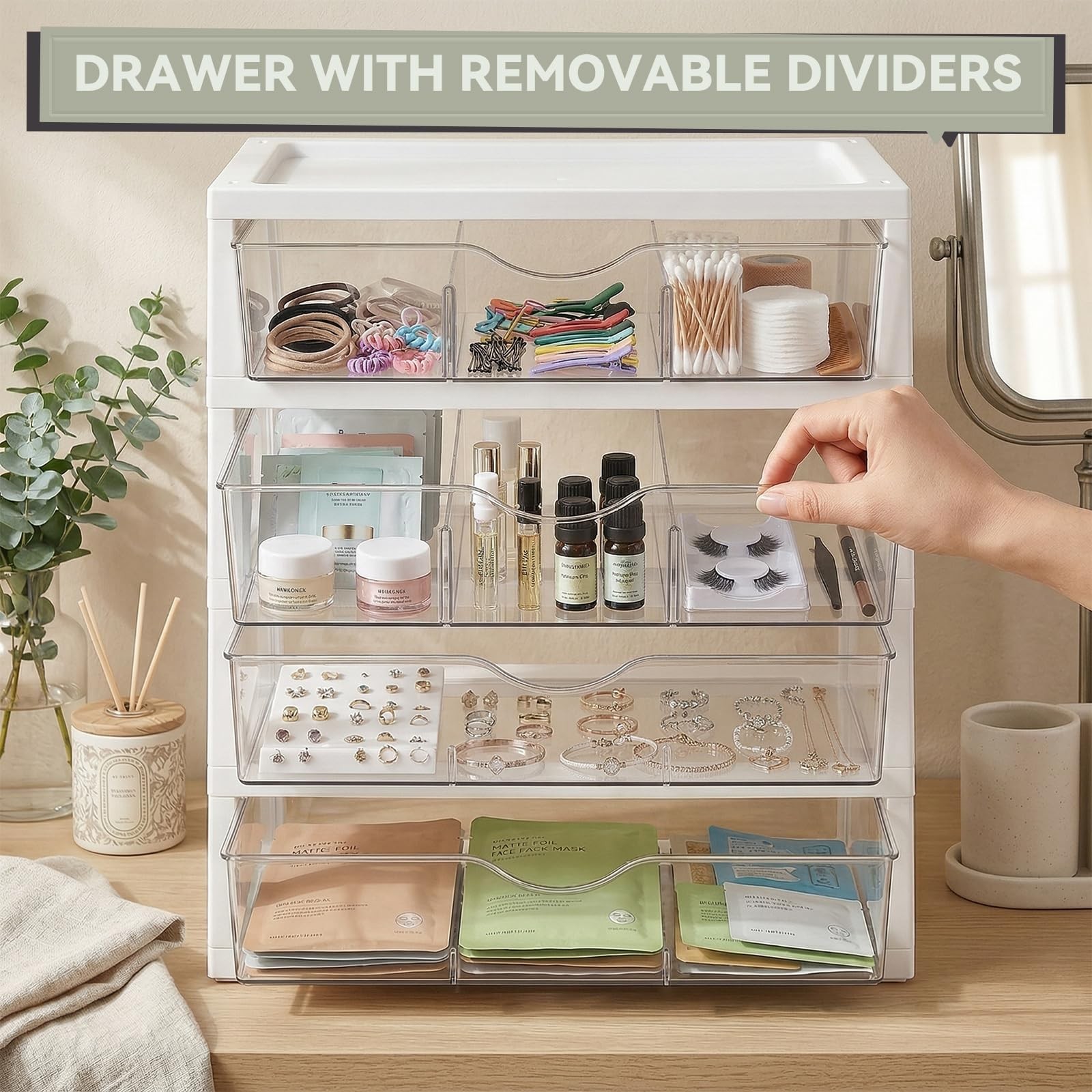 4-Tier Desk Organizer with Drawers, Assemble Office Paper Organizer Drawers, …
