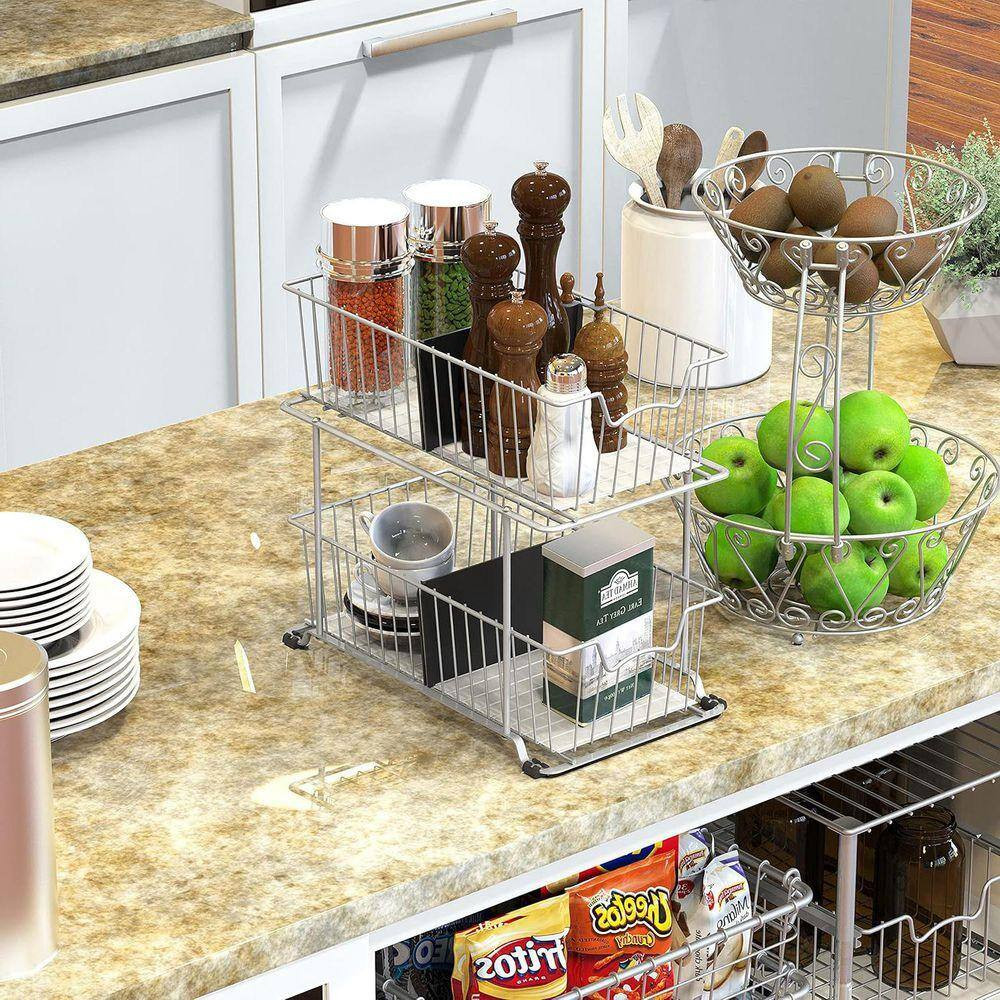 Grey 8 In. X 12.8 In. Metal Modern Desk Organizer Drawer