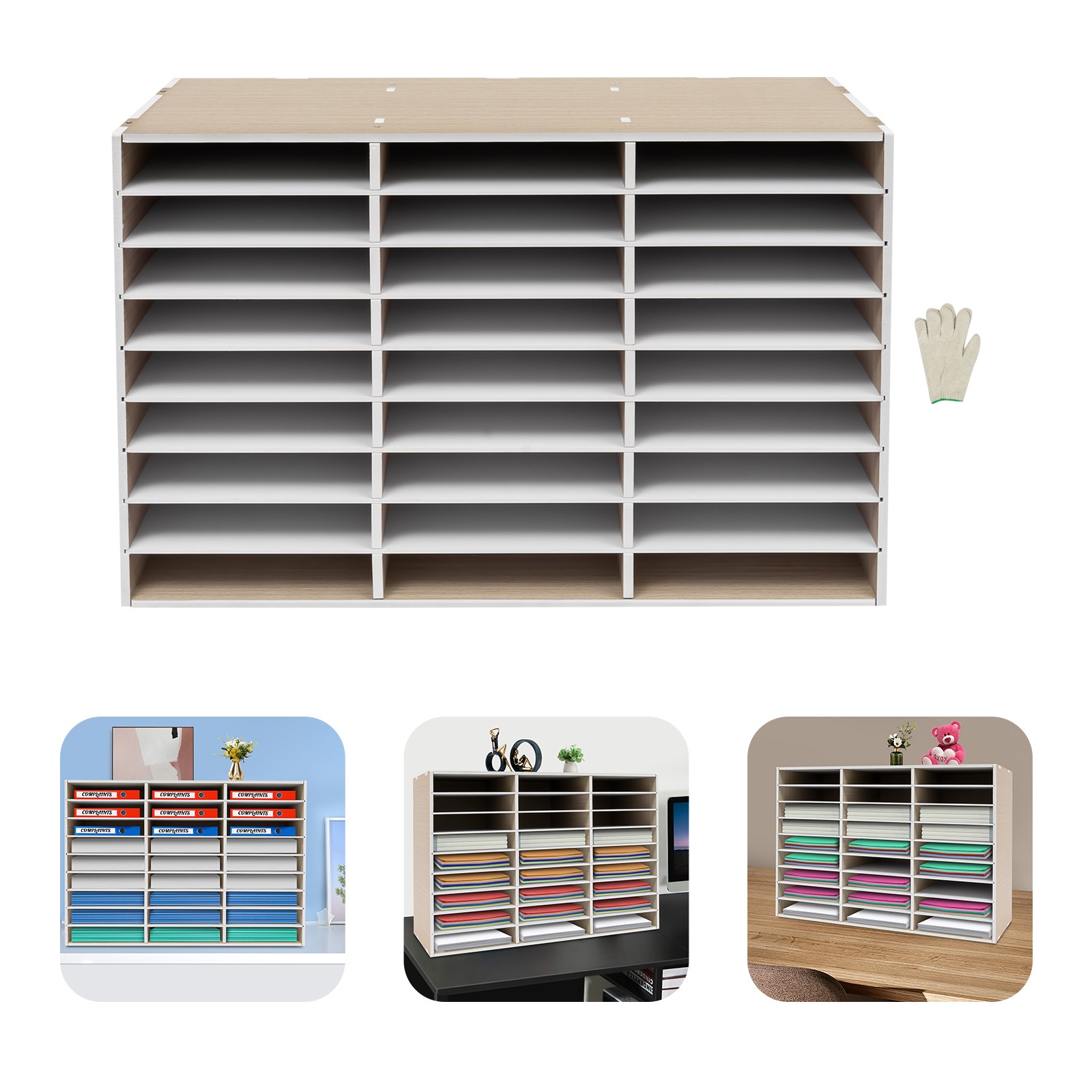 PVC Literature Organizer File Sorter Paper Storage Holder 27 Slots 32x12x22 in