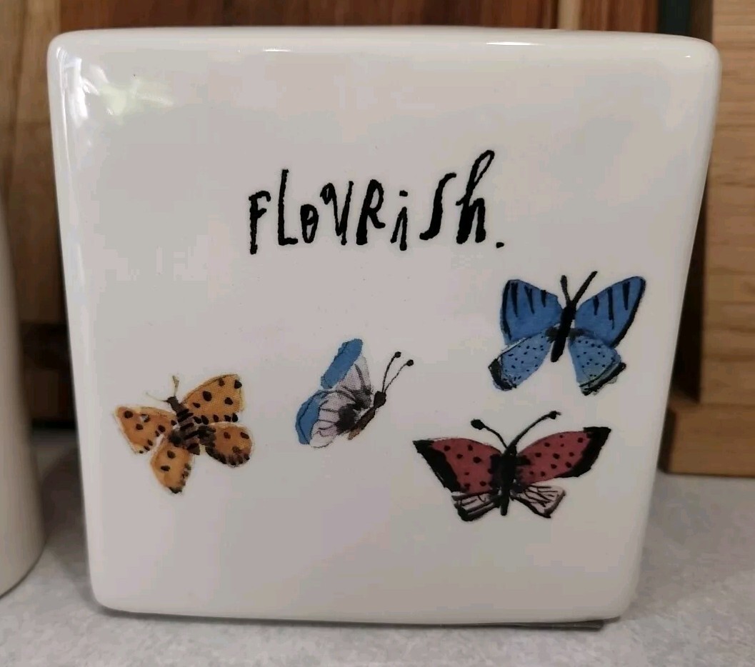 Rae Dunn BUTTERFLY “Flourish” Desk Paperweight Pencil Holder Inspiration NEW
