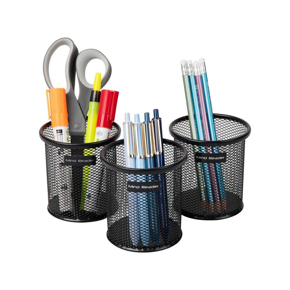Pen and Accessories Holder, Desktop Organizer, Office, Metal Mesh, 3.5 In. L X 3