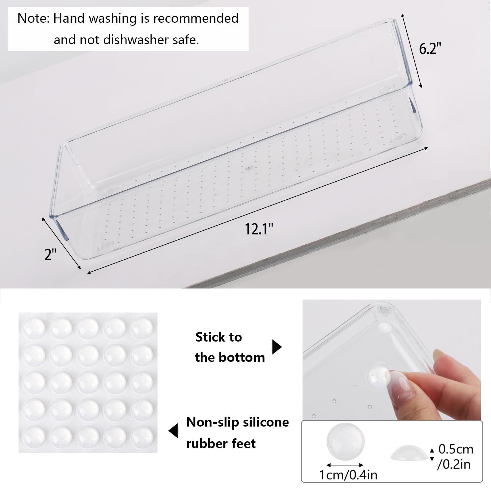 Ohlove 6Pcs Clear Plastic Drawer Organizers Tray 12″ x 12″x6″, Transparent