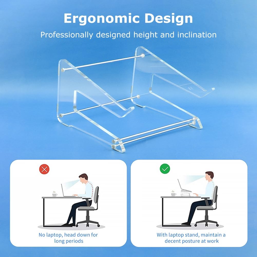 Bibabala Laptop Stand,Acrylic Stand for Desk,Ergonomic Transparent