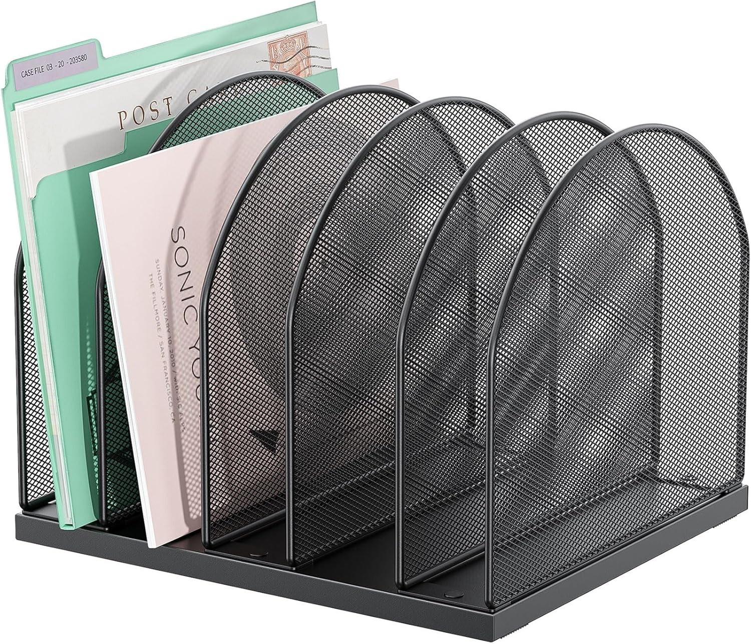 Desktop File Organizer, Desk Organizer with 5 Compartments, Paper Organizer f…