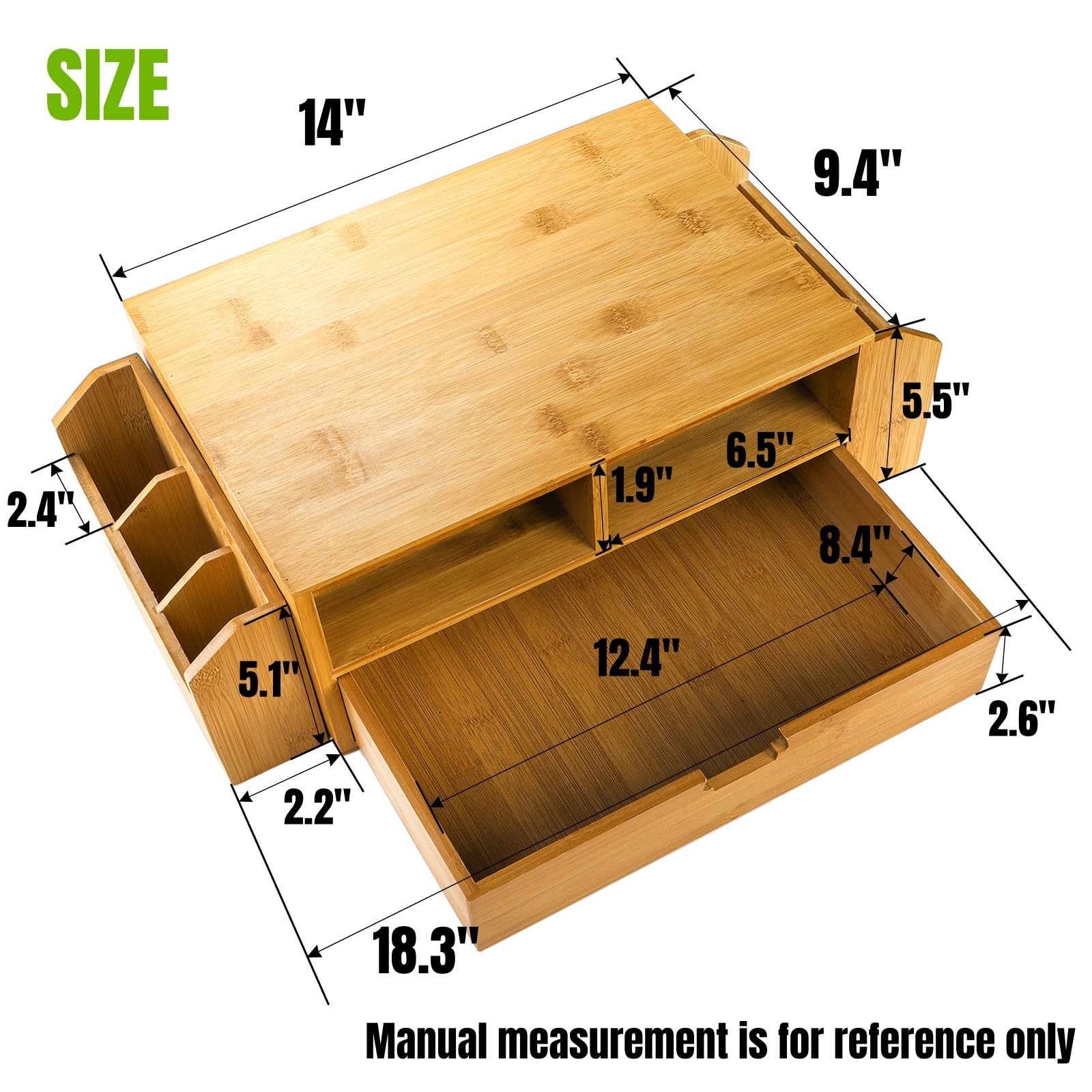 Hiceeden 2 Tier Bamboo Desktop Organizer, Desk Monitor Stand Riser