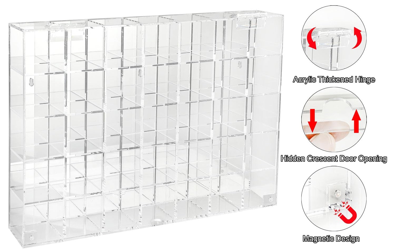 Adjustable Acrylic Display Case Large Horizontal 35-Room Case, Clear