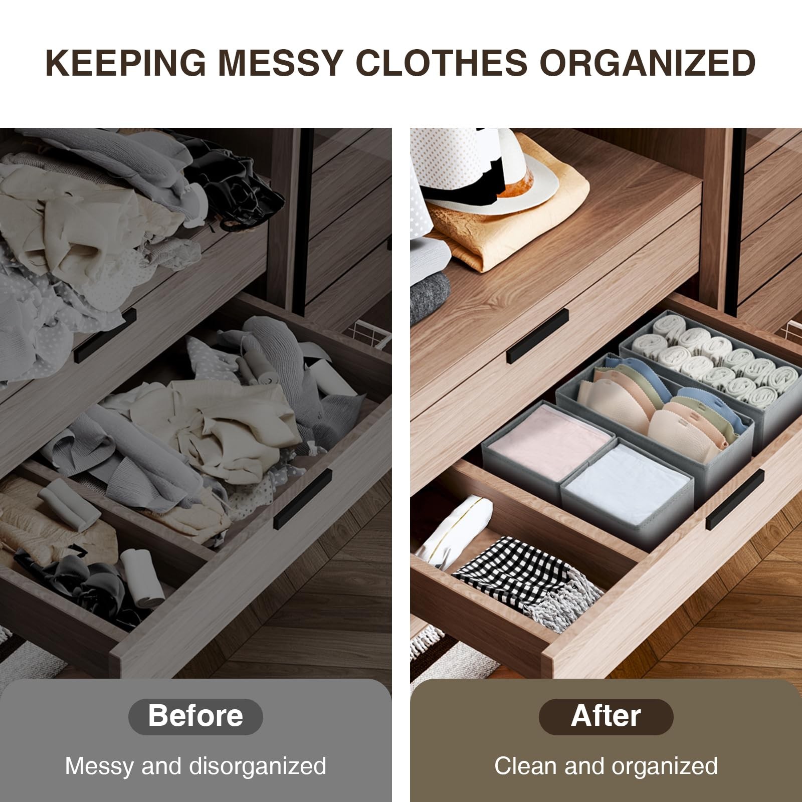 Dimj Drawer Organizers Clothes Set Of 4 Dresser Organizer Bins Fabric Closet