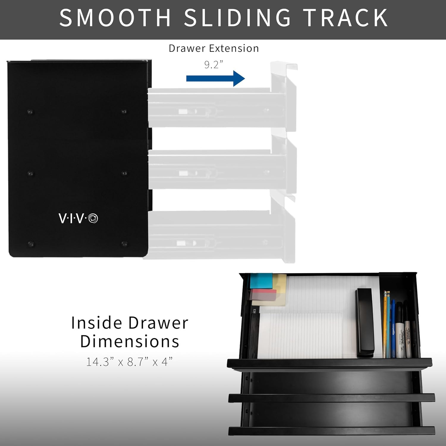 VIVO 16″ Slide Out Dual Tier Under Desk Storage Drawer Organizer – Black