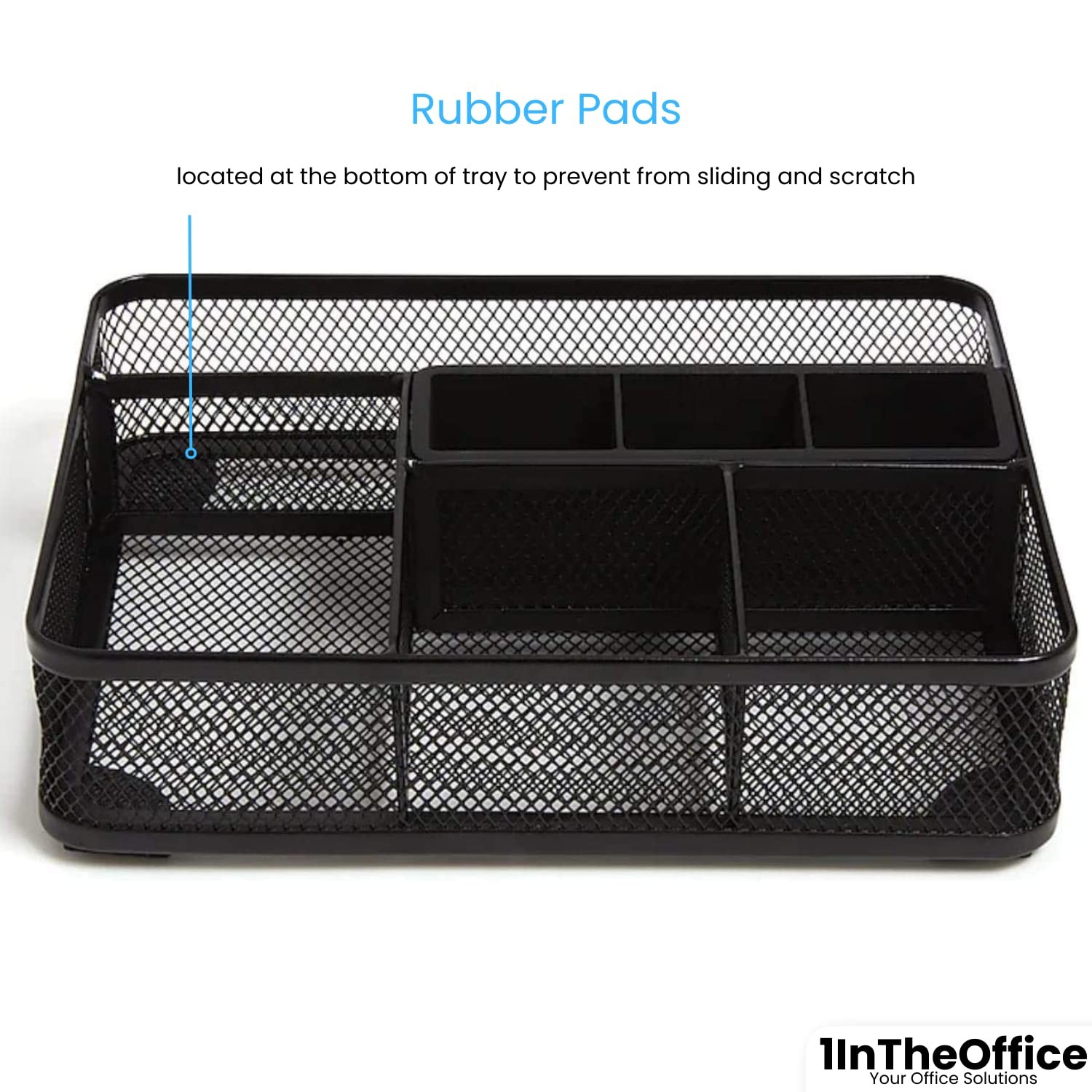 Mesh Collection Desk Drawer Organizer Tray, Black, 7 Compartment