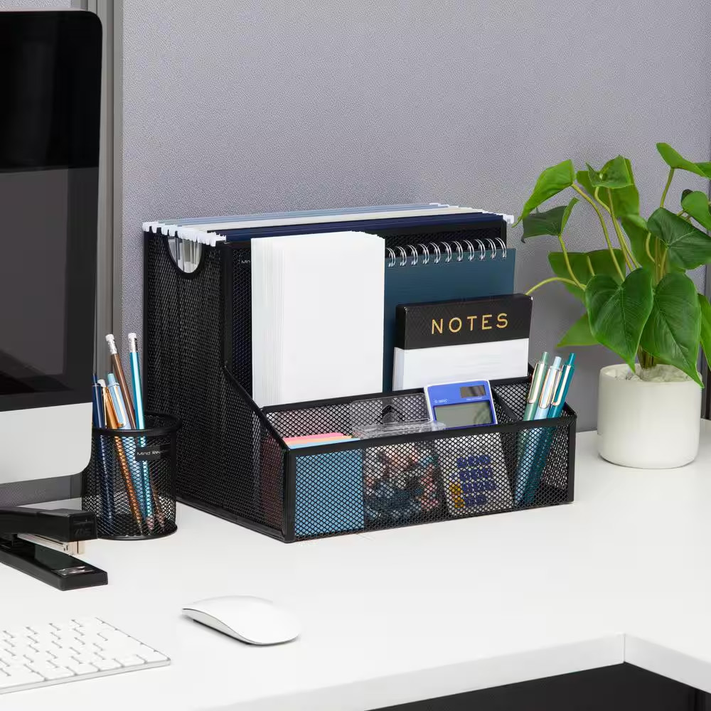 12.15 In. L X 9.5 In. W X 9.5 In. H Desktop Organizer, Vertical File Storage, Bl