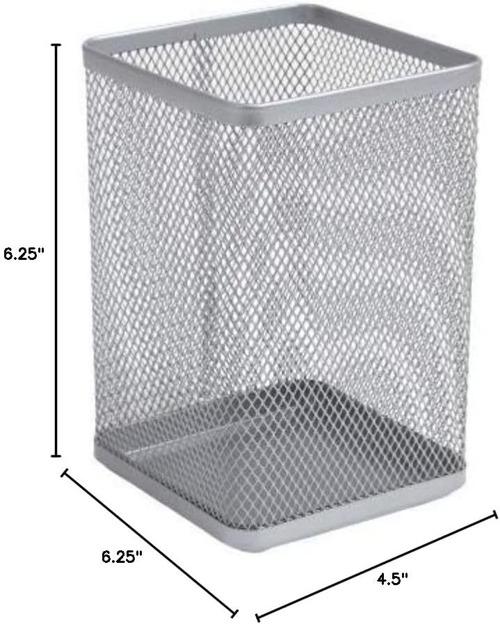 Large Pen Holder Big Tall Pencil Cup Silver Wire Mesh 2 Pack