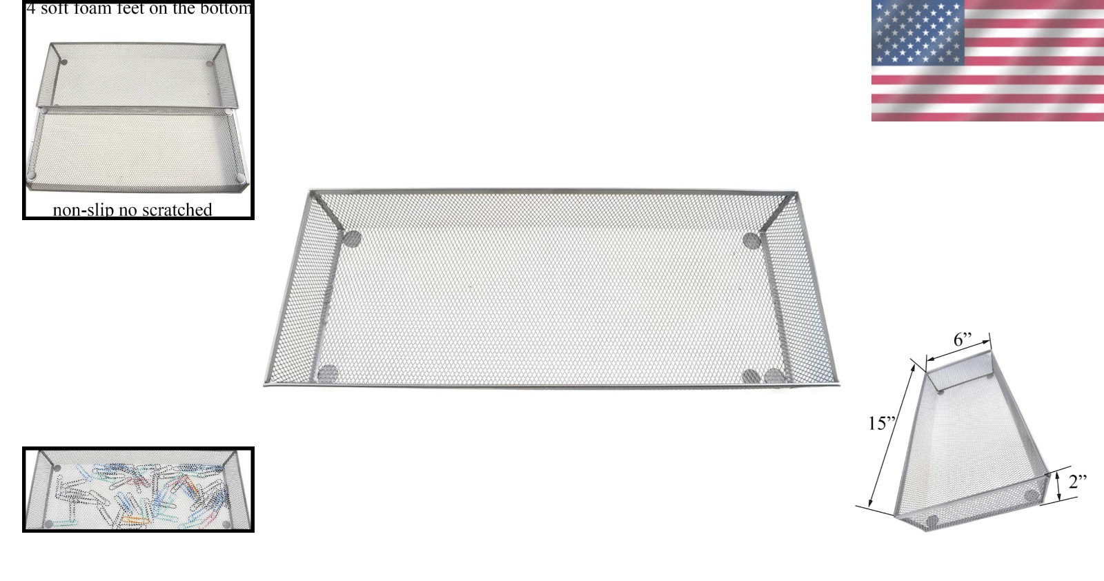Multi-Functional Mesh Tray 15×6 inches – Stylish Storage for Desk & Kitchen