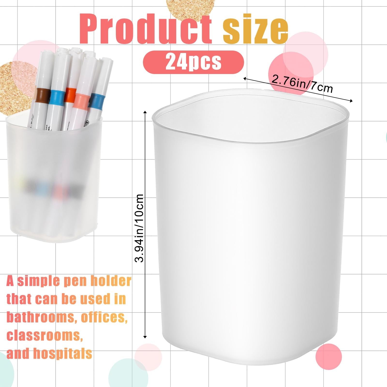 24 Pack Translucent Pen Holder Pencil Cups for Desk Organizers and Storage St…