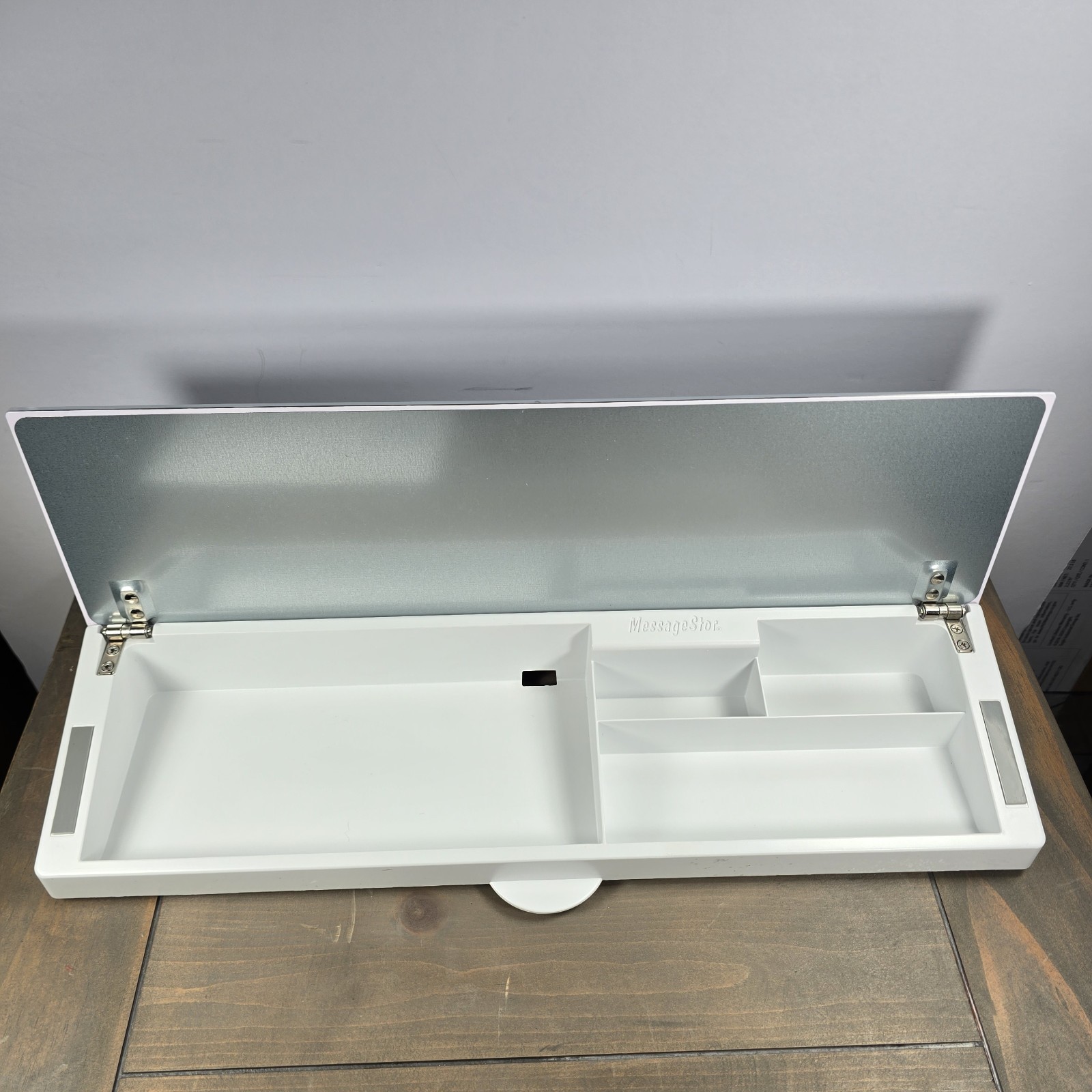 MessageStor Write & Store Glass Desktop Whiteboard and Organizer, 18″ x 6.5″