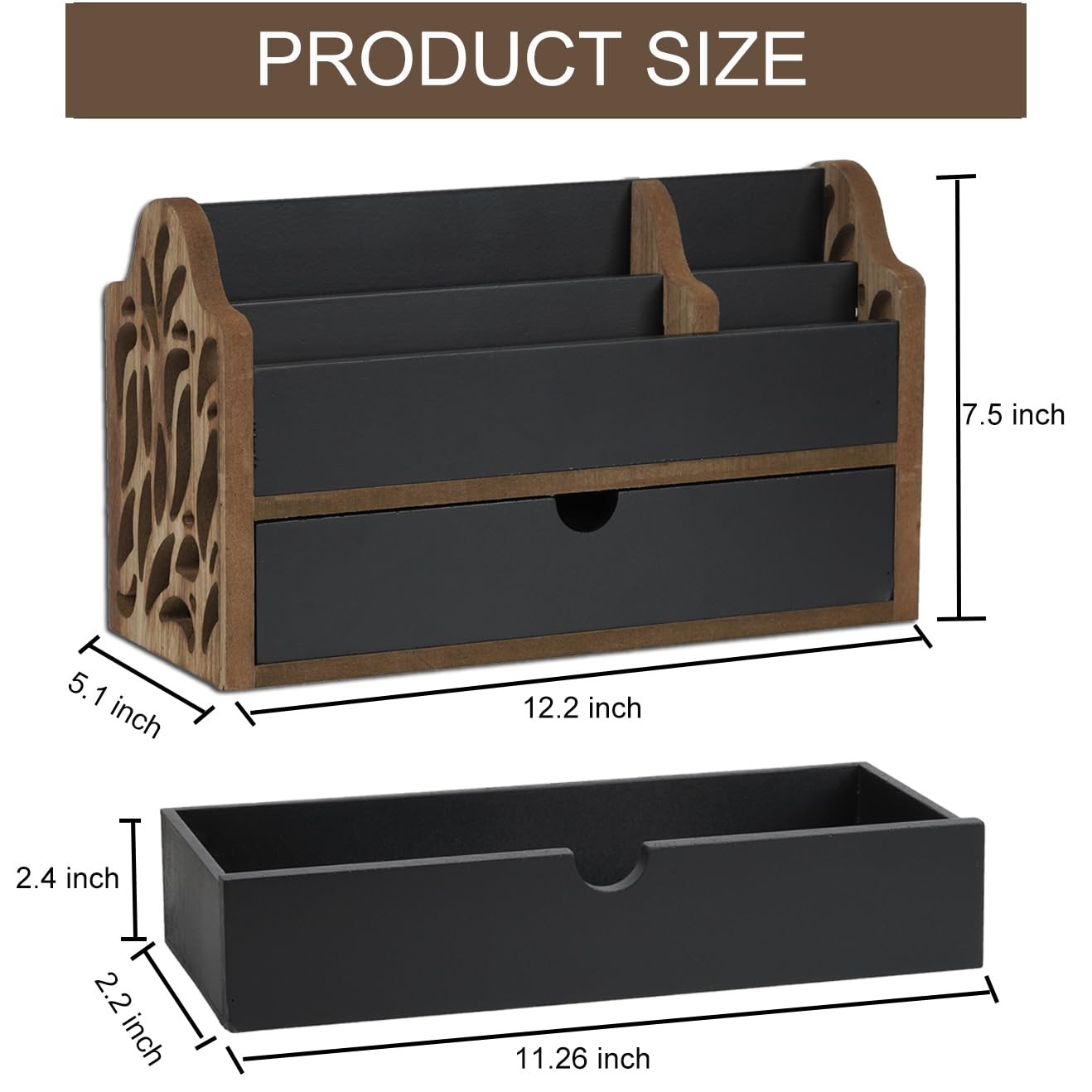 Desk Organizer with Drawer Wood File Office Mail Organizer Countertop-5 Slot …
