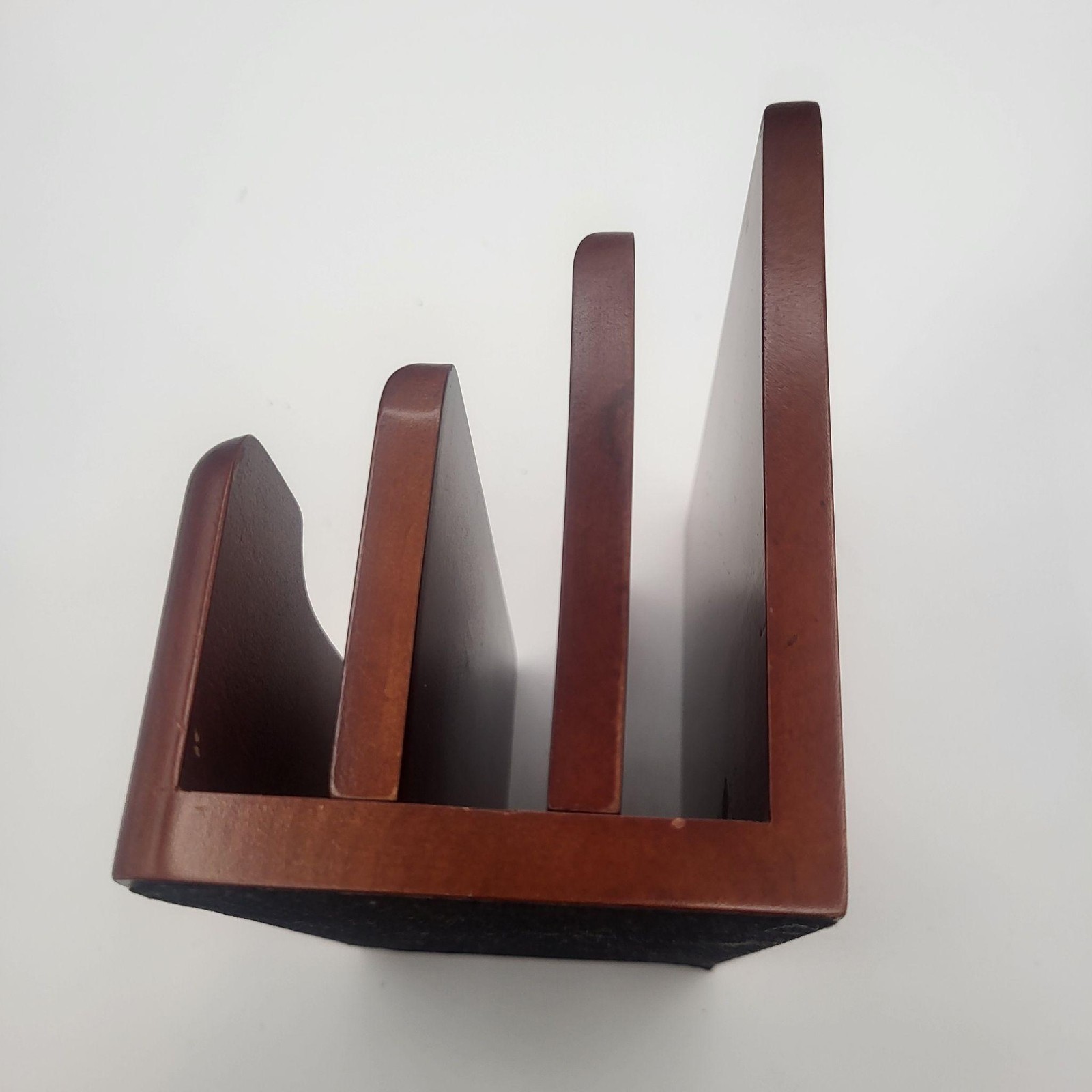 Wood Desktop Mail Letter Organizer 3 Slot Riser Brown Office Holder File Sorter