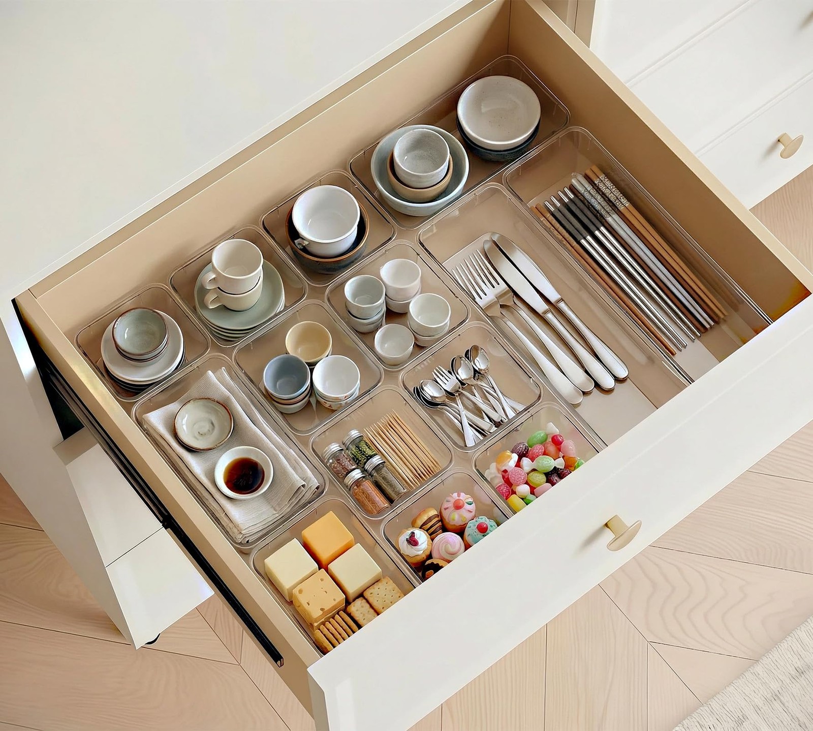 14 PCS Clear Drawer Organizer, Acrylic Makeup Organizers, Vanity Drawer Organ…