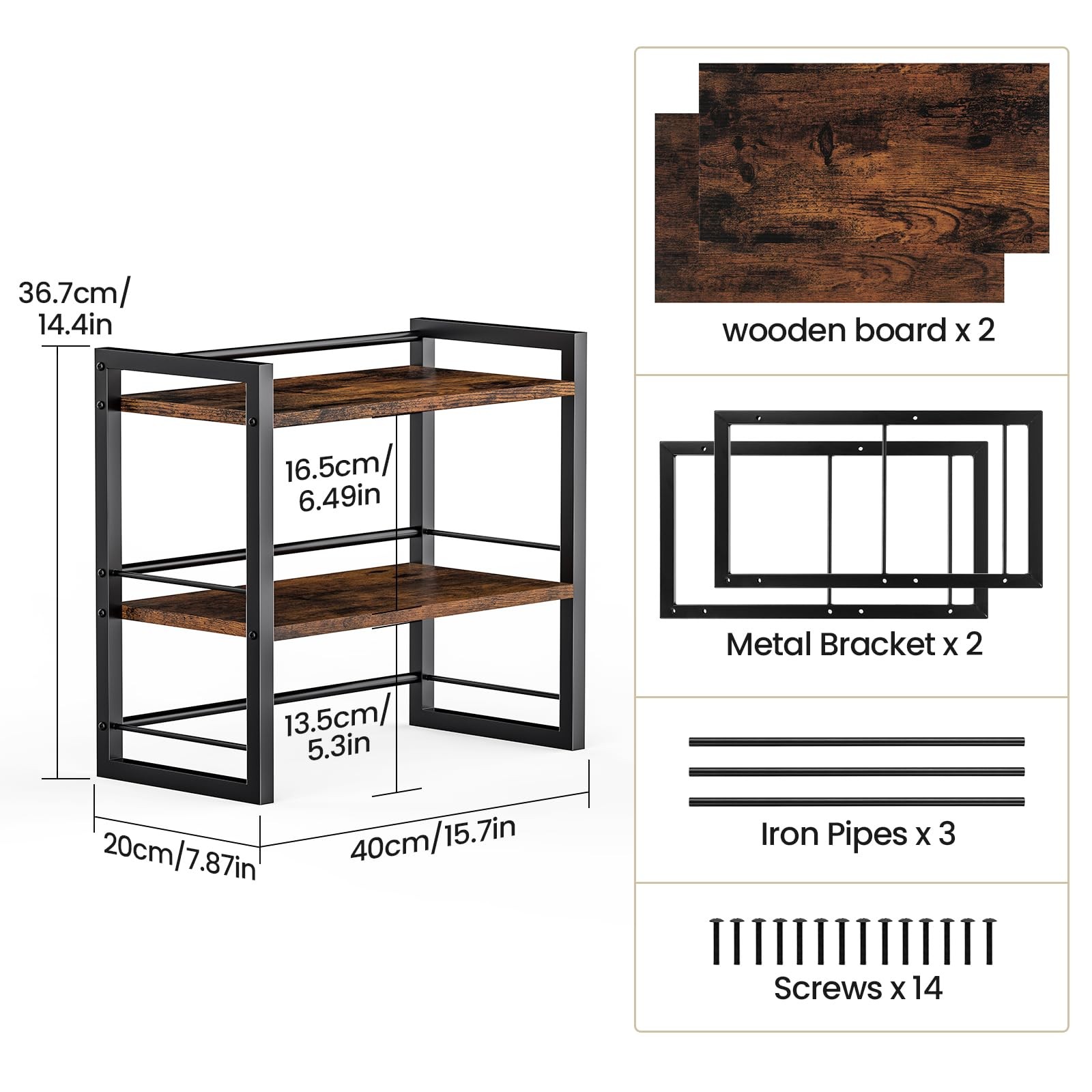 ART-GIFTREE Office Desk Shelf 15.7 inches x 7.87 x 14.4 inches, Brown