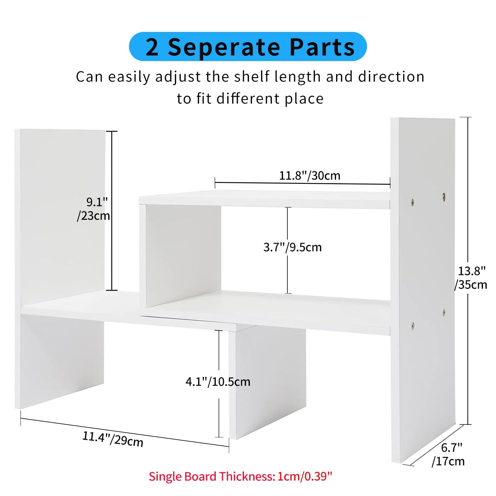 IUSEIT Desktop Shelf 17.3 inches (L) x 8.6 (W) x 3.5 (H), White