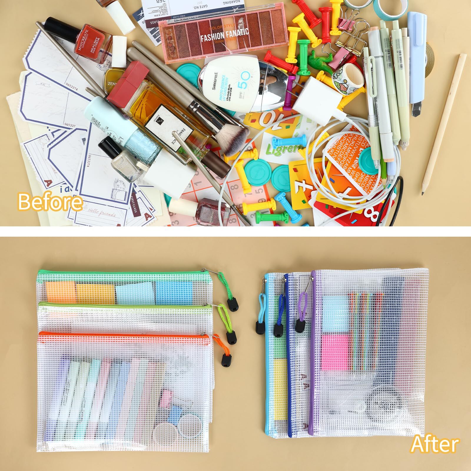 36pcs Pencil Pouch, Mesh Zipper Pouch Zipper Bags, 6×9 Inches Large Storage B…