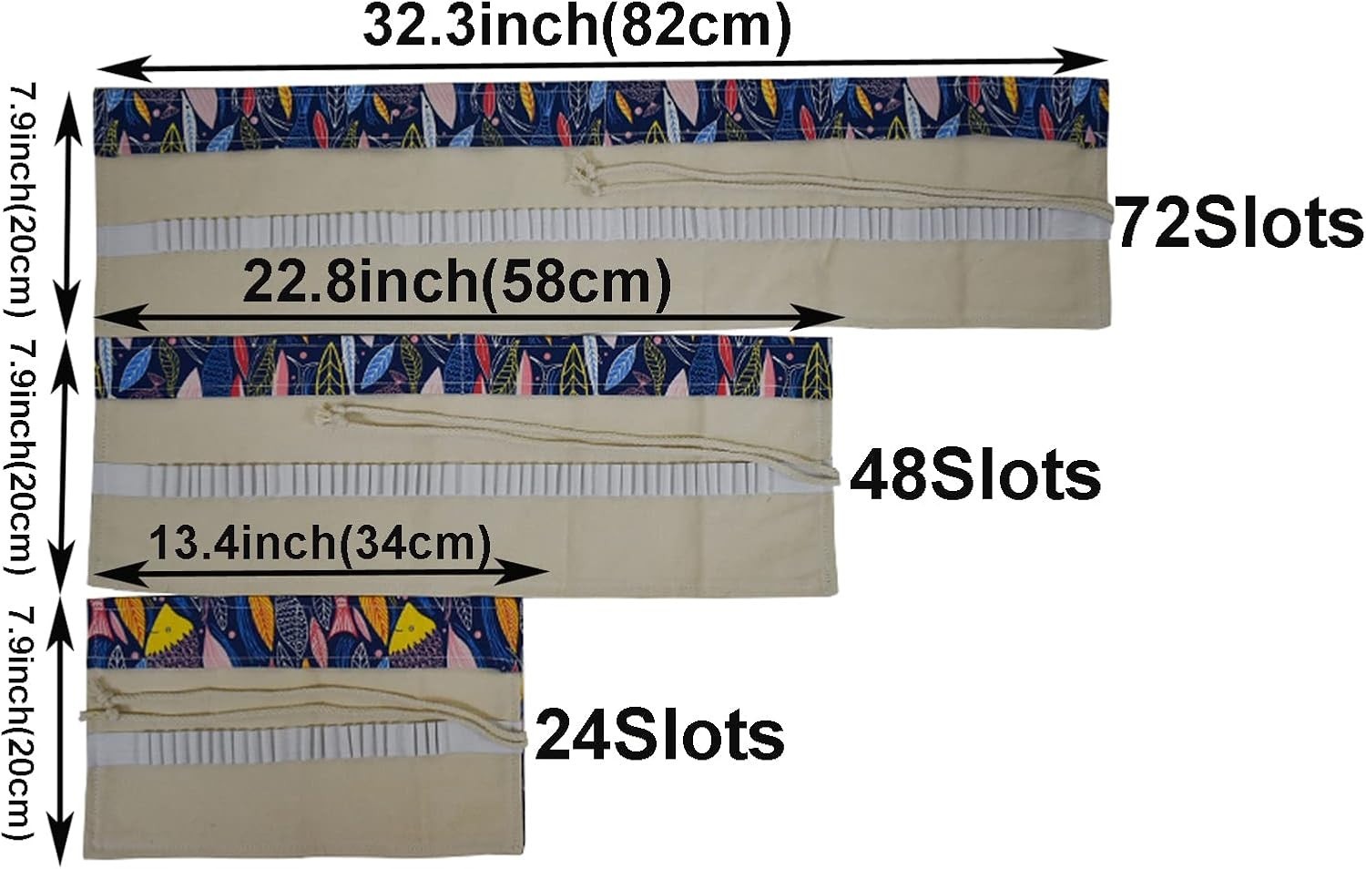 Colorful Fish Canvas Pencil Roll with 24 Slots – Perfect for Artists on the Go