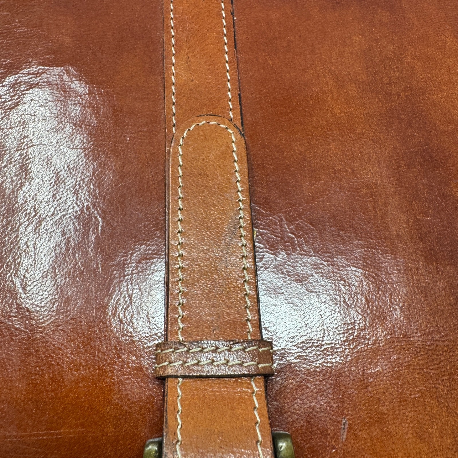 Brown Leather Letter Tray Desk Paper Organizer Belt Buckle Detail India 14×9