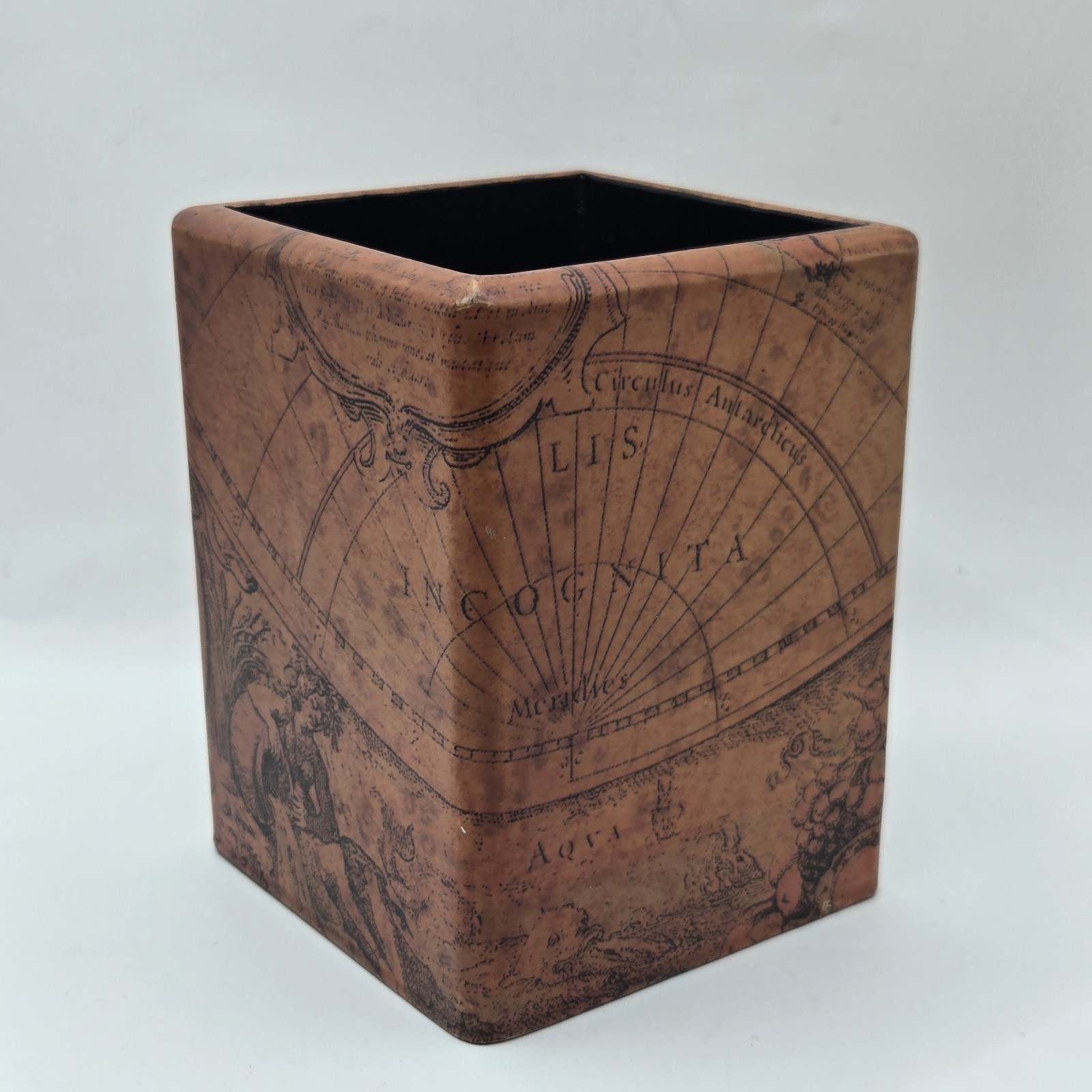 OOAK VTG Handmade Storia Art Inlay Pen & Pencil Holder Desk Office Decor 4.5″H