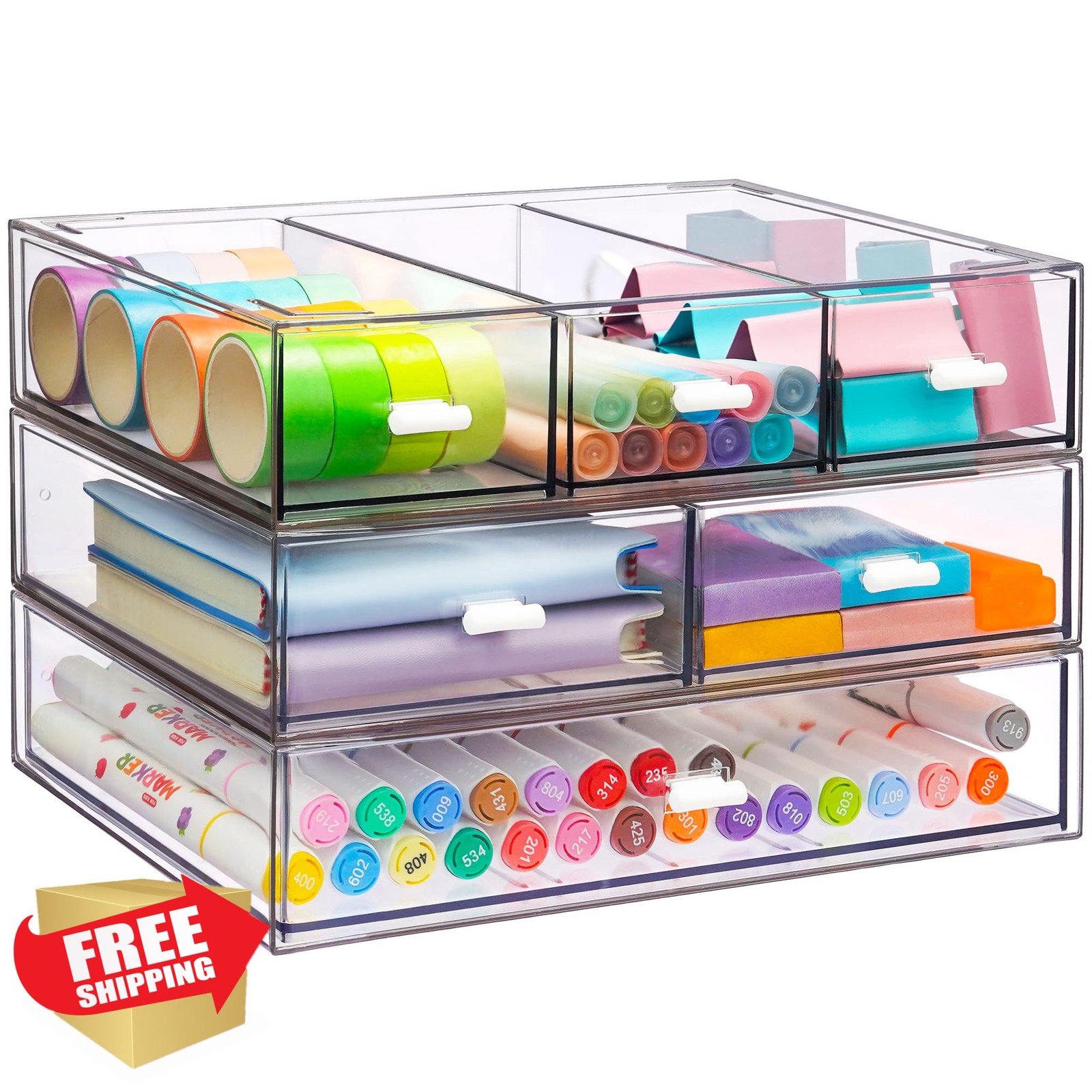 YOCOMEY All Clear 3 Tier Desk Organizer 6 Drawers