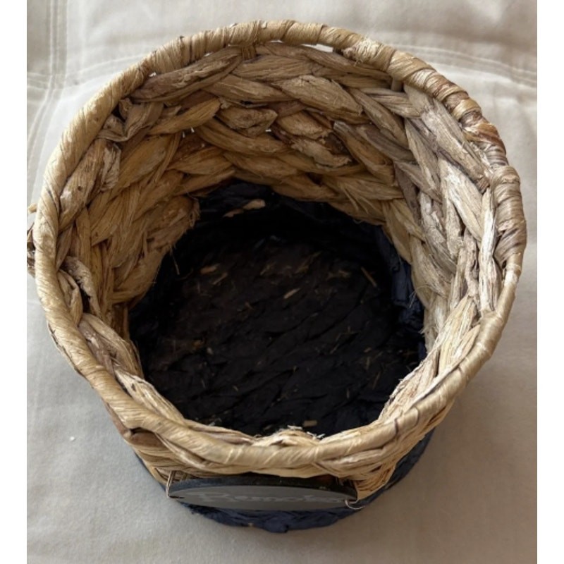 Thirty One Storage Basket 6” Tall Tan Blue Woven Wicker New Chalk Sign