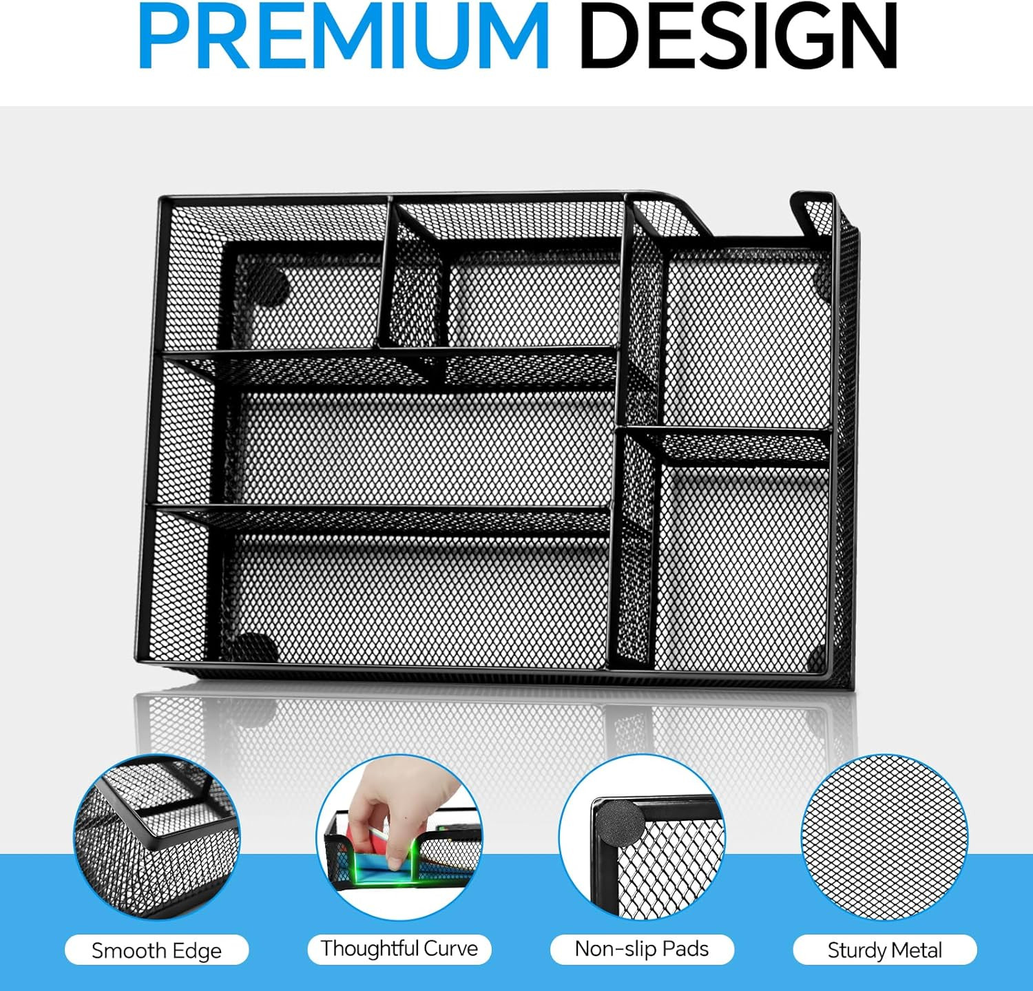 Desk Drawer Organizer, Office Drawer Divider Organizer Tray with 6 Compartments,