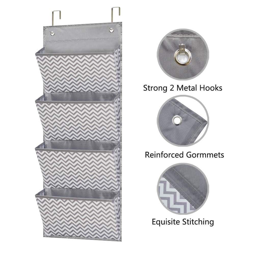 Eamay Wall Mount/Over Door File Hanging Storage 4 Pocket – Wave Pattern