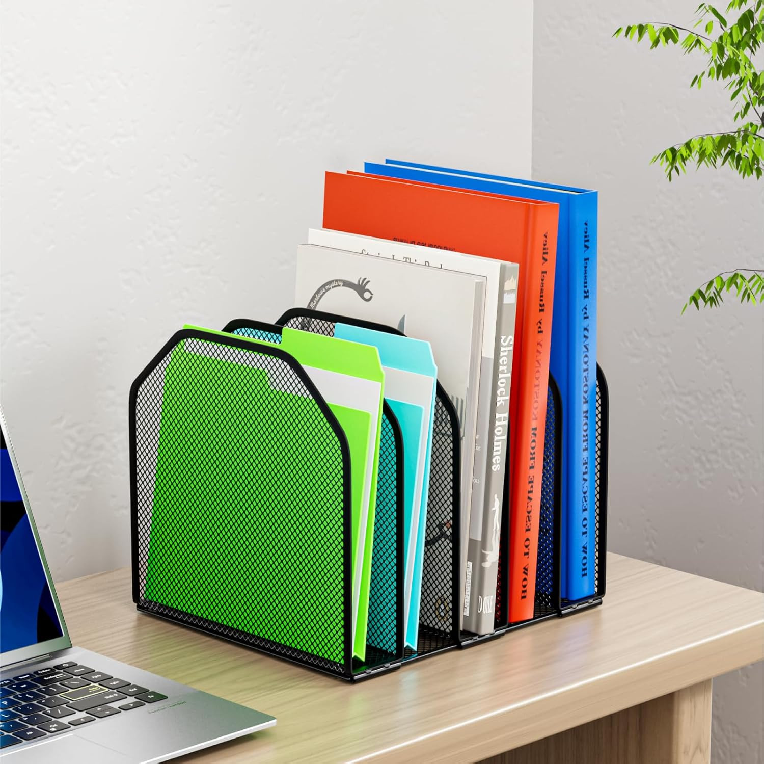 Desk File Organizer Adjustable 5 Sections Upright Desktop Organizer File Sorter
