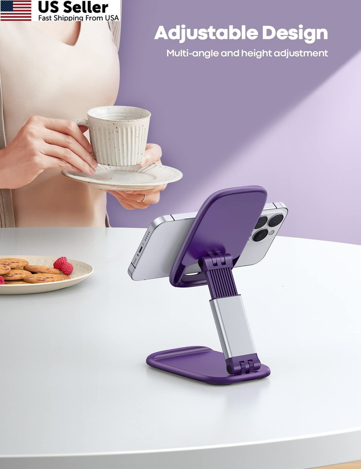 Lamicall Purple Phone Holder for Desk – Dark Cellphone
