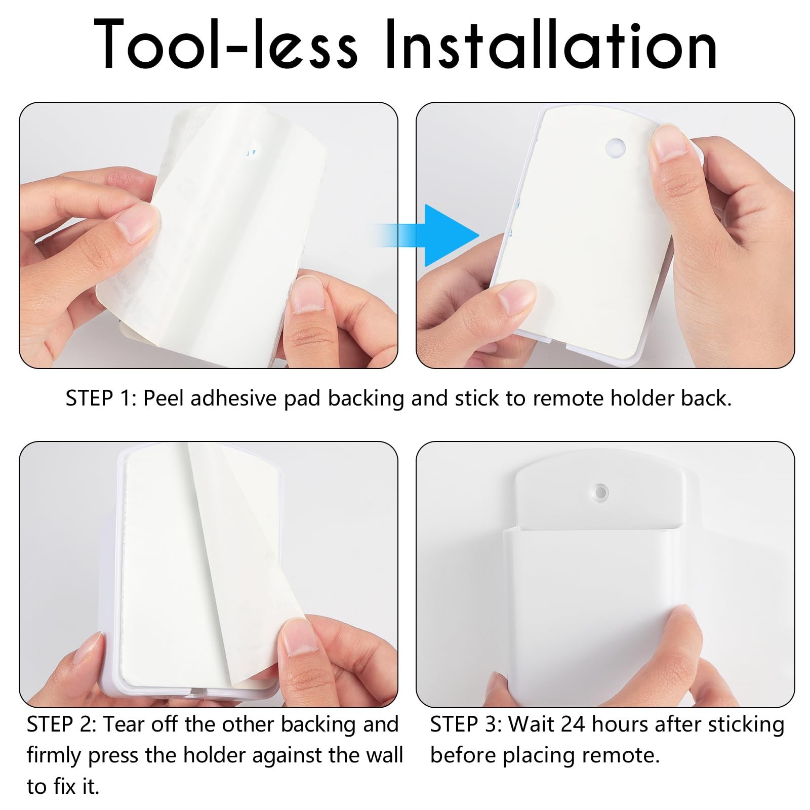 2 Pack White Remote Control Holder, Self adhesive Wall Mount Storage Box
