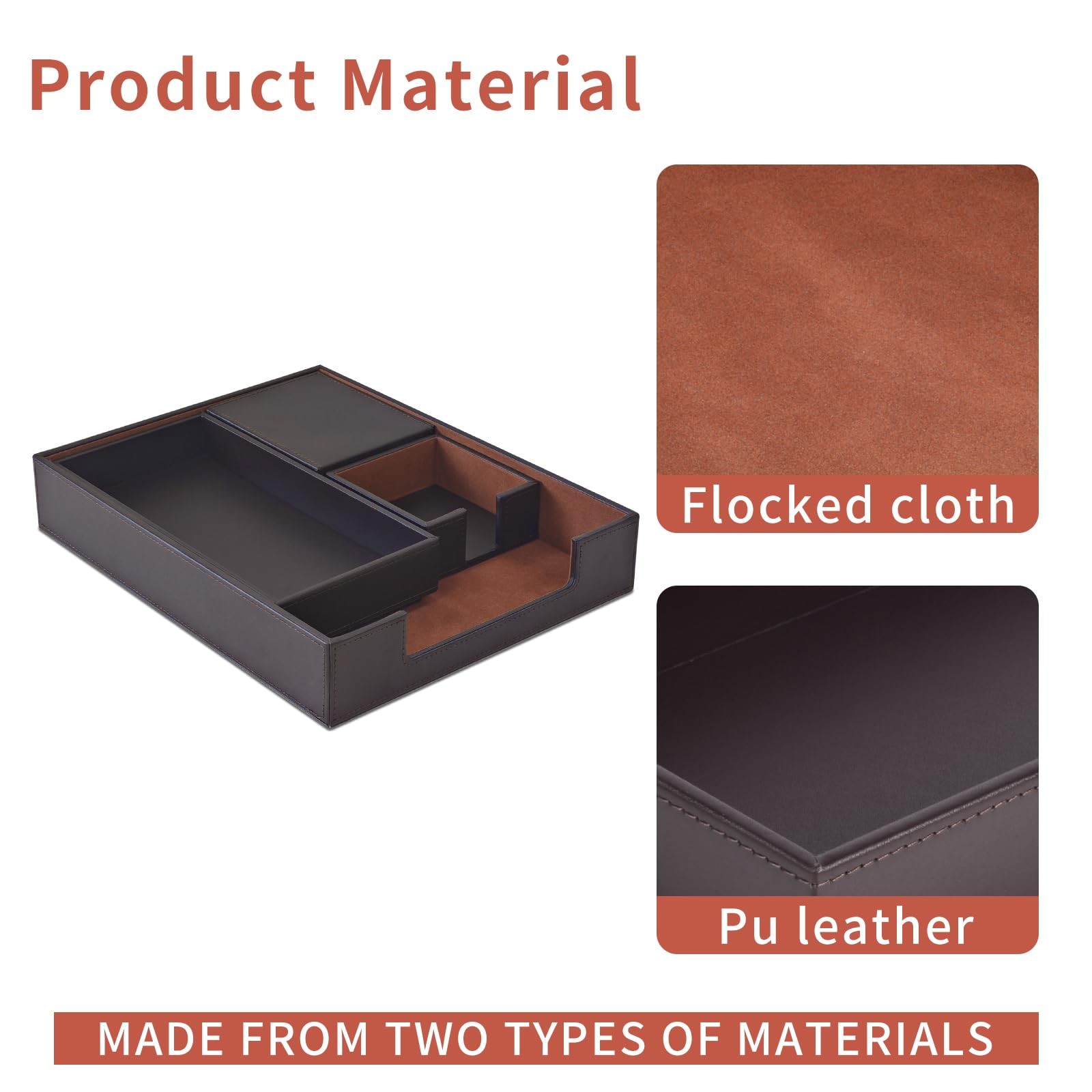 4 Pack Leather Office Supplies/Desk Organizer for Letter Paper Tray,Sticky No…