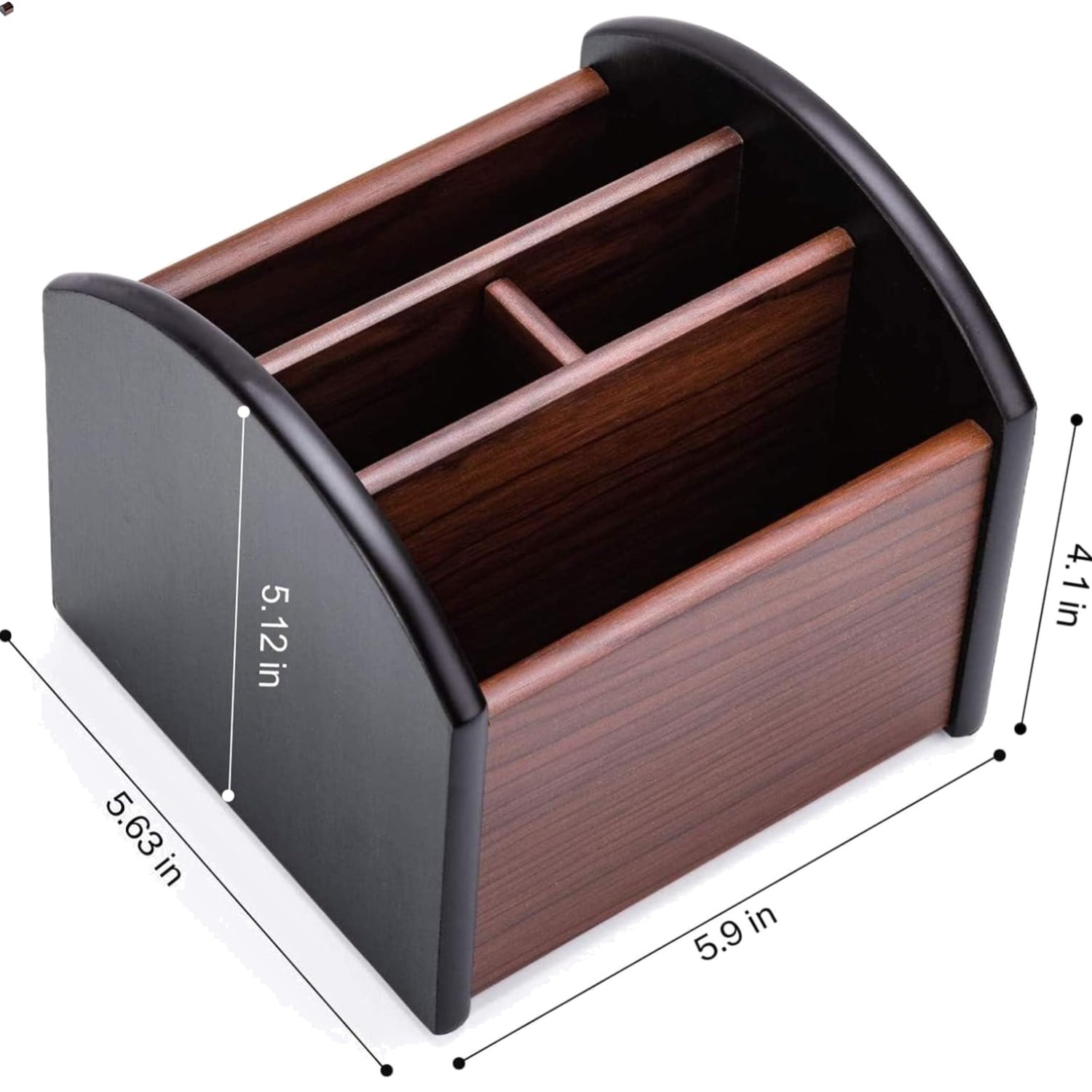 Remote Control Holder Caddy, Wooden Desk Organizer with 4 Compartments, Multi…
