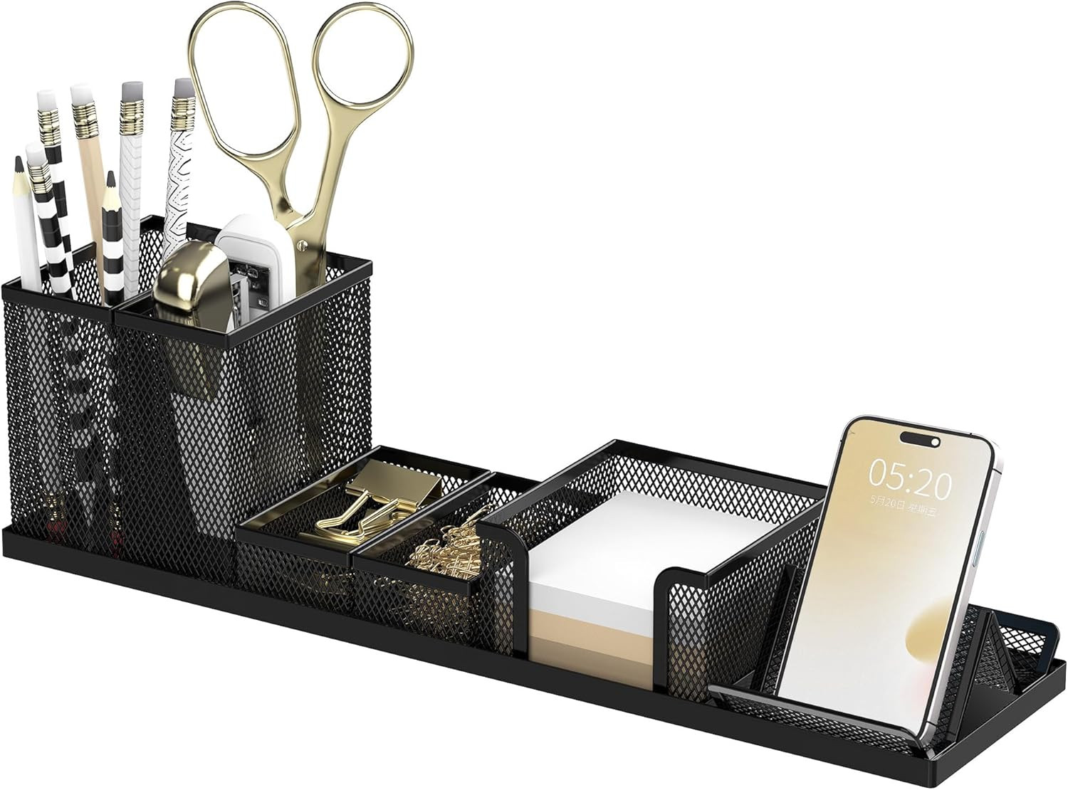 Pen Holder for Desk, 6 Piece Mesh Desk Organizer Set for Office