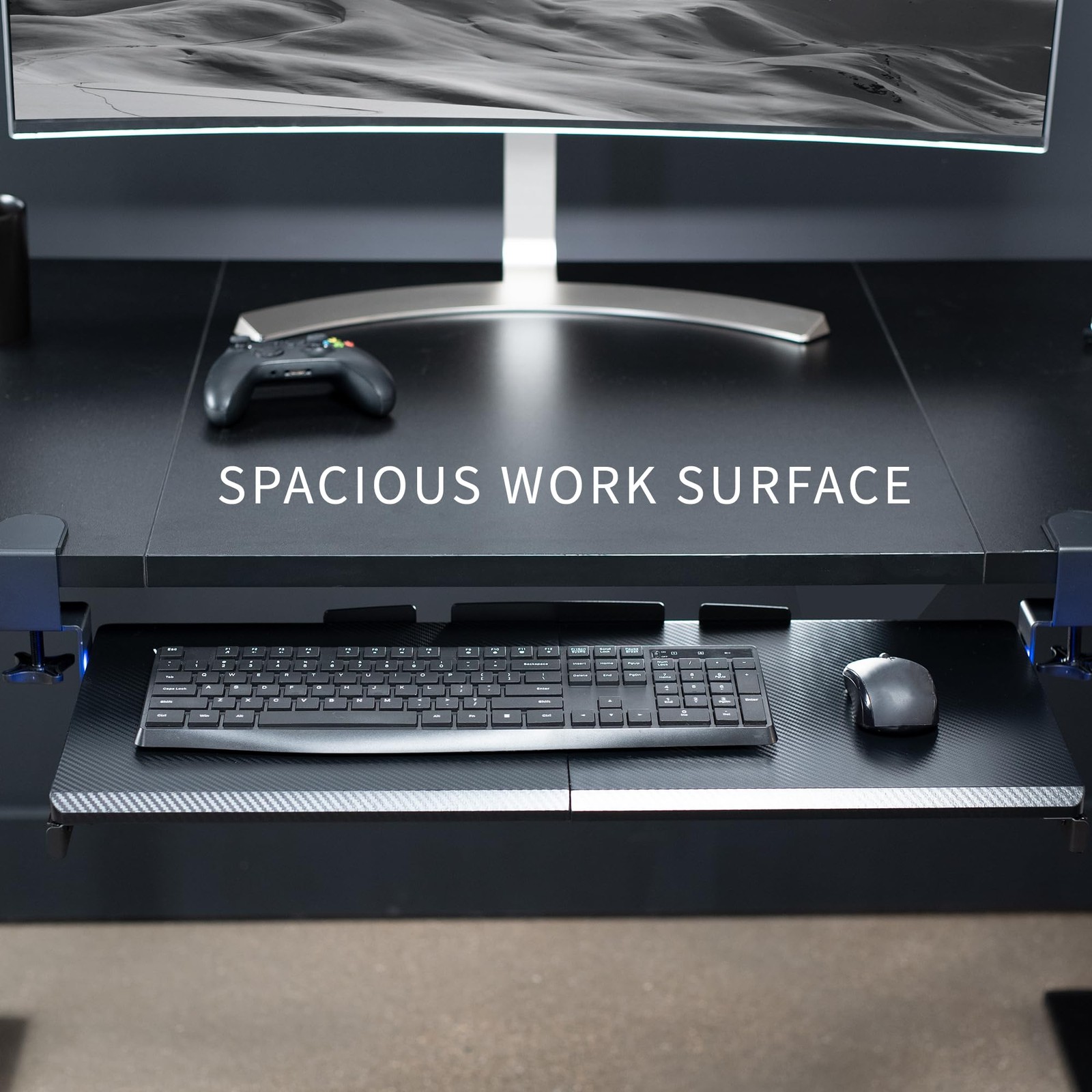 VIVO Large Under Desk Keyboard Tray with RGB LED Side 27 inch, Carbon Black