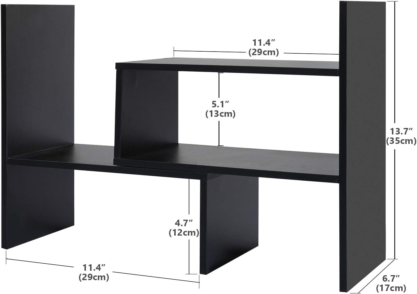 Desk Shelf Adjustable Desktop Storage Organizer Wood Display Shelf Rack Office