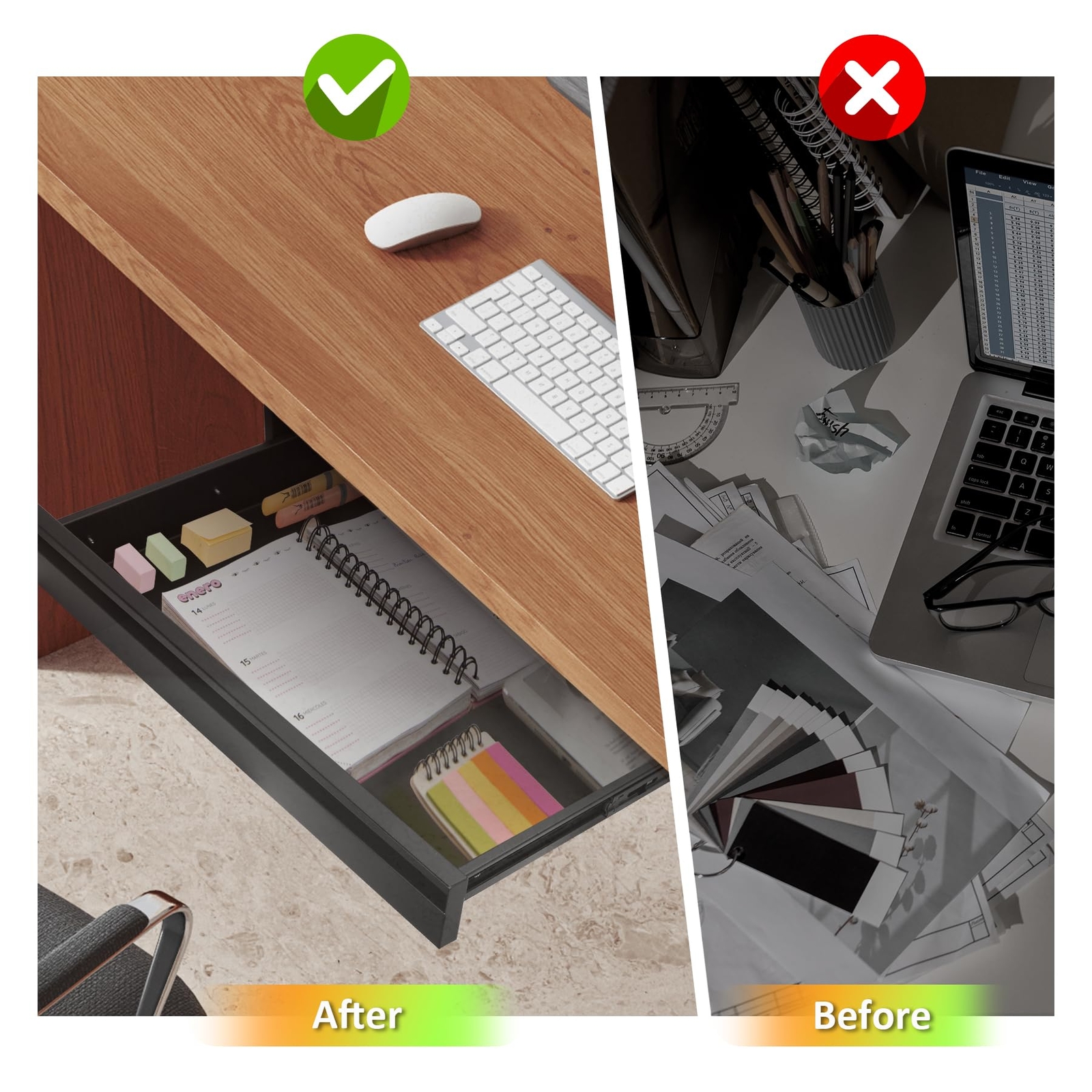Under Desk Drawer For Desk 13.8 * 8.8 * 3.5 in Pull out Drawer for Desk Carbo…