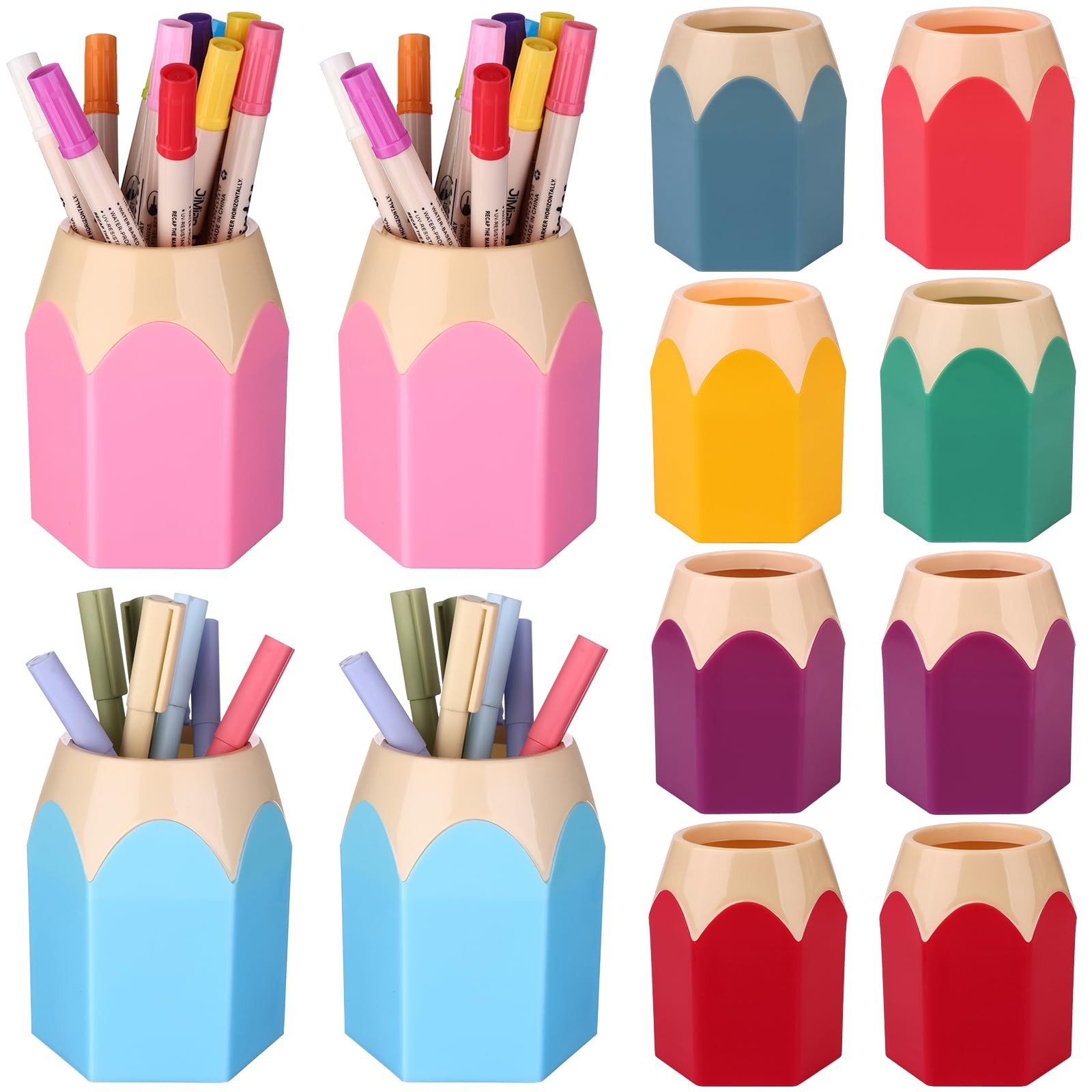 12 Pcs Pencil Shaped Pen Holders Pencil Storage Organizer Cute Plastic Pencil…