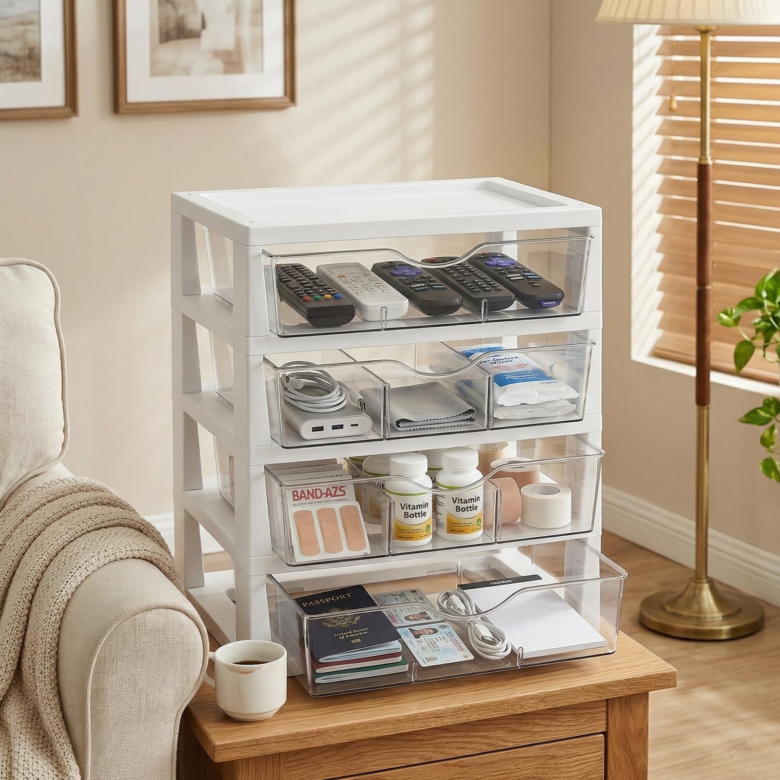 4-Tier Desk Organizer with Drawers, Assemble Office Paper Organizer Drawers, …